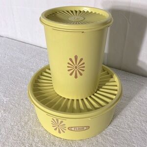 Vintage 1960s Tupperware Yellow Servalier Stacking Canister Set 4pc